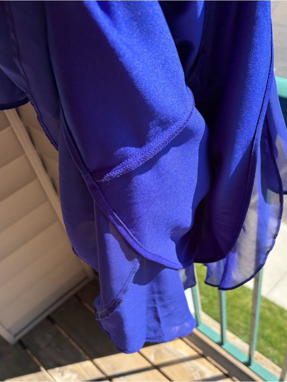 🆕🫐SLNY Blue Layered Chiffon Dress Size 6 Ruffle Cocktail Party Wedding Guest - Picture 12 of 16